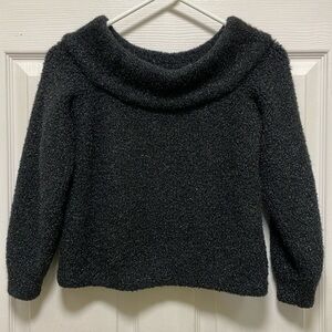 DIVIDED | H&M | Black w Shimmer |BoatNeck | 3/4 Sleeve | Crop Sweater |Size S